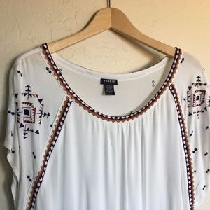White Chiffon Blouse with SW Embroidered Design
